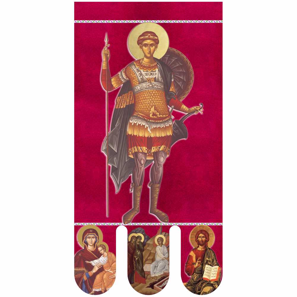 Steag bisericesc (prapor liturgic) Sfântul Dumitru - Învierea Domnului PRLI-SFDIN-R