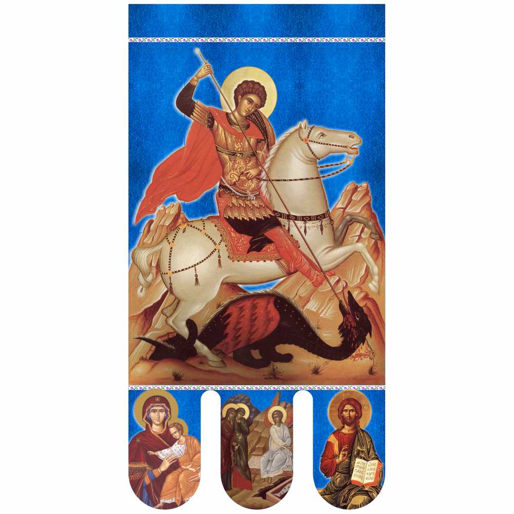 Steag bisericesc (prapor liturgic) Sfântul Gheorghe - Învierea Domnului PRLI-SFGIN-A