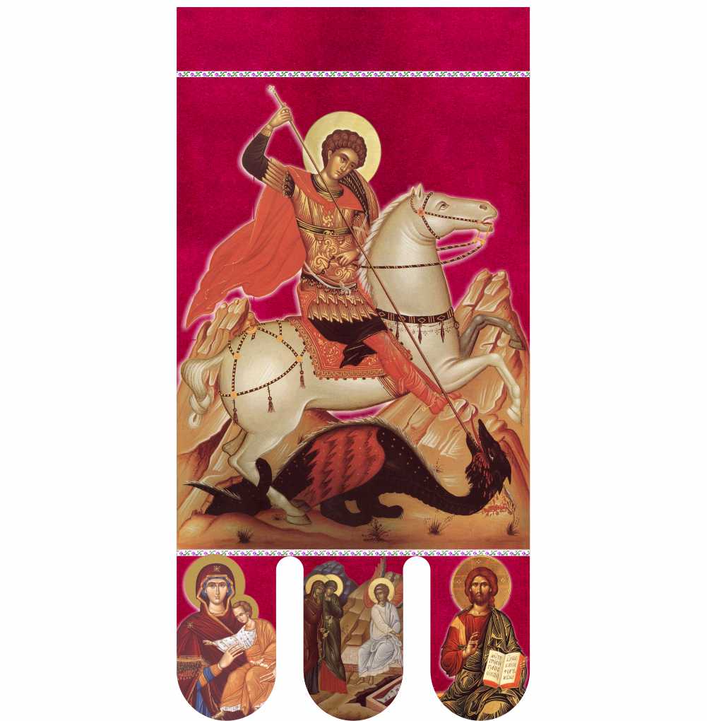 Steag bisericesc (prapor liturgic) Sfântul Gheorghe - Învierea Domnului PRLI-SFGIN-R