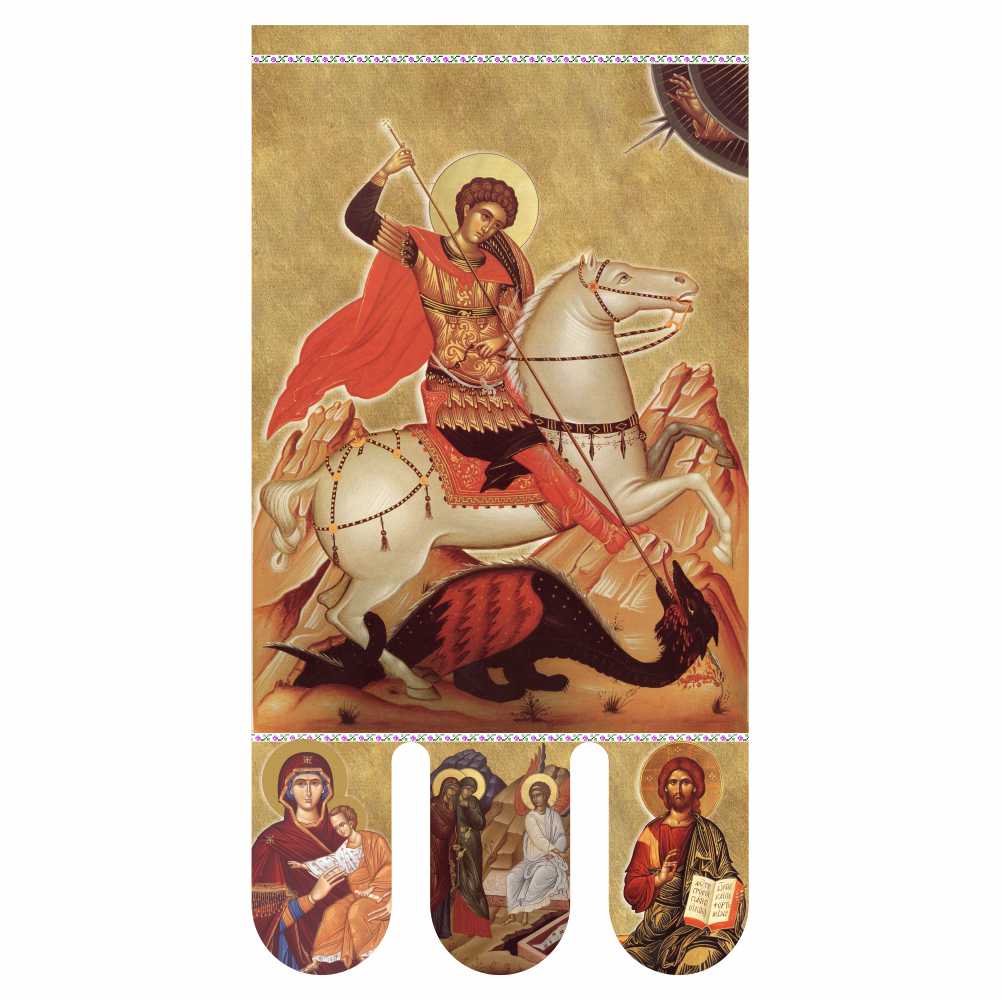 Steag bisericesc (prapor liturgic) Sfântul Gheorghe - Învierea Domnului PRLI-SFGIN