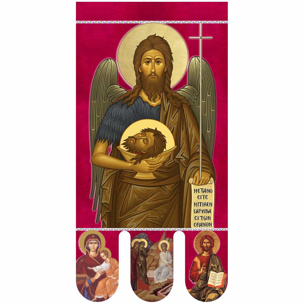 Steag bisericesc (prapor liturgic) Sfântul Ioan Botezătorul - Învierea Domnului PRLI-SFIBIN-R