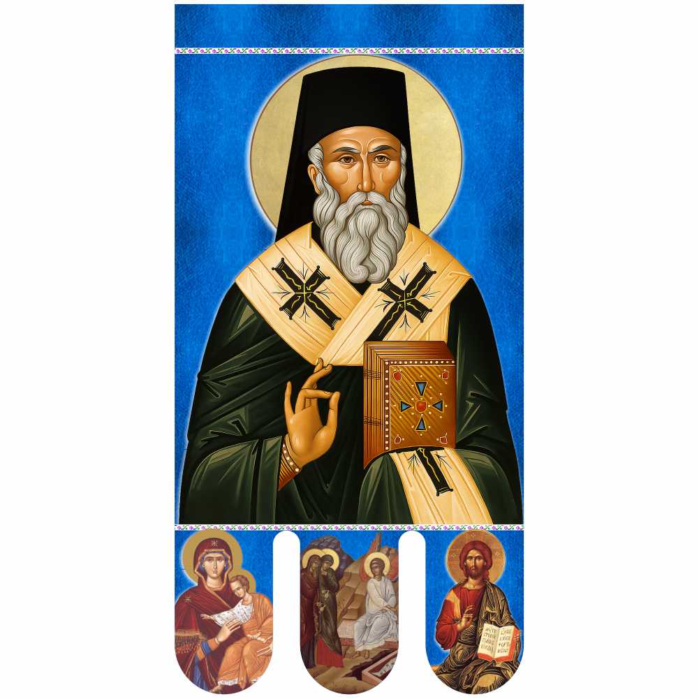 Steag bisericesc (prapor liturgic) Sfântul Nectarie - Învierea Domnului PRLI-SFNIN-A