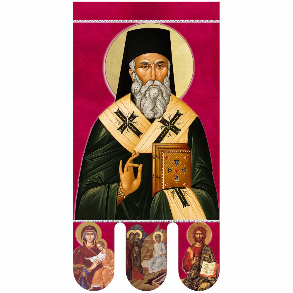 Steag bisericesc (prapor liturgic) Sfântul Nectarie - Învierea Domnului PRLI-SFNIN-R