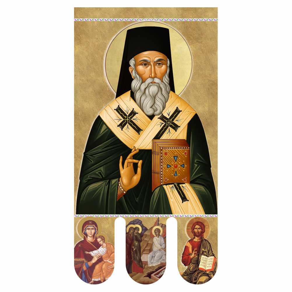 Steag bisericesc (prapor liturgic) Sfântul Nectarie - Învierea Domnului PRLI-SFNIN