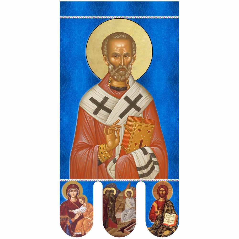 Steag bisericesc (prapor liturgic) Sfântul Nicolae - Învierea Domnului PRLI-NCIN-A