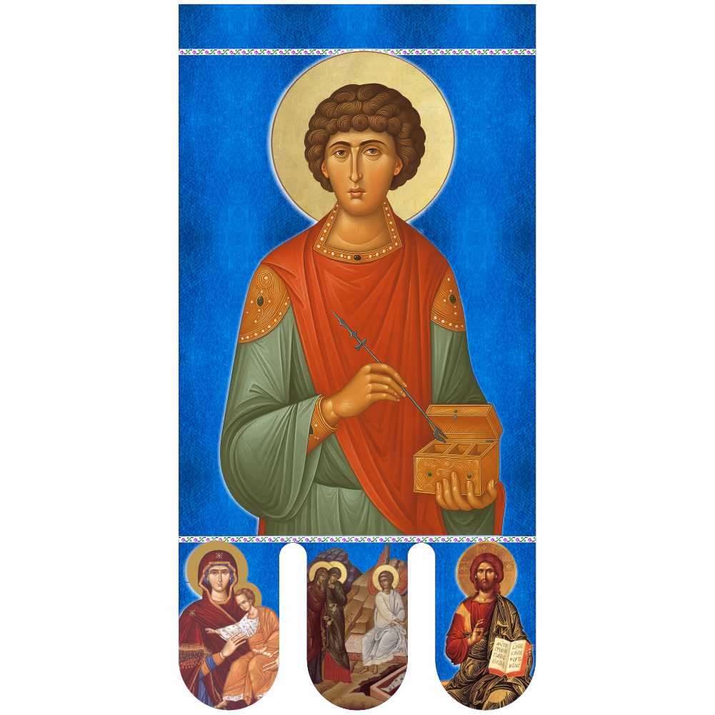 Steag bisericesc (prapor liturgic) Sfântul Pantelimon - Învierea Domnului PRLI-SFPIN-A