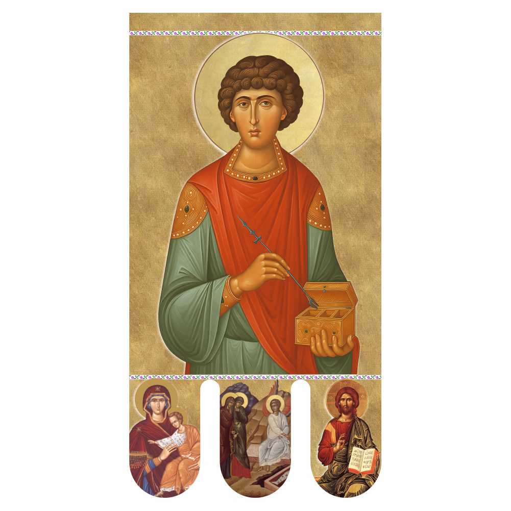 Steag bisericesc (prapor liturgic) Sfântul Pantelimon - Învierea Domnului PRLI-SFPIN