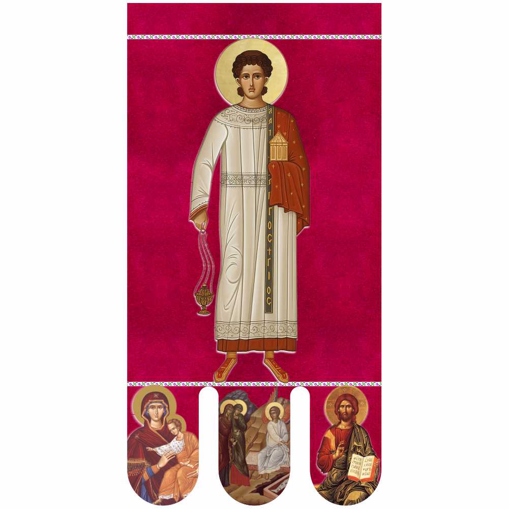 Steag bisericesc (prapor liturgic) Sfăntul Ștefan - Învierea Domnului PRLI-SFSIN-R