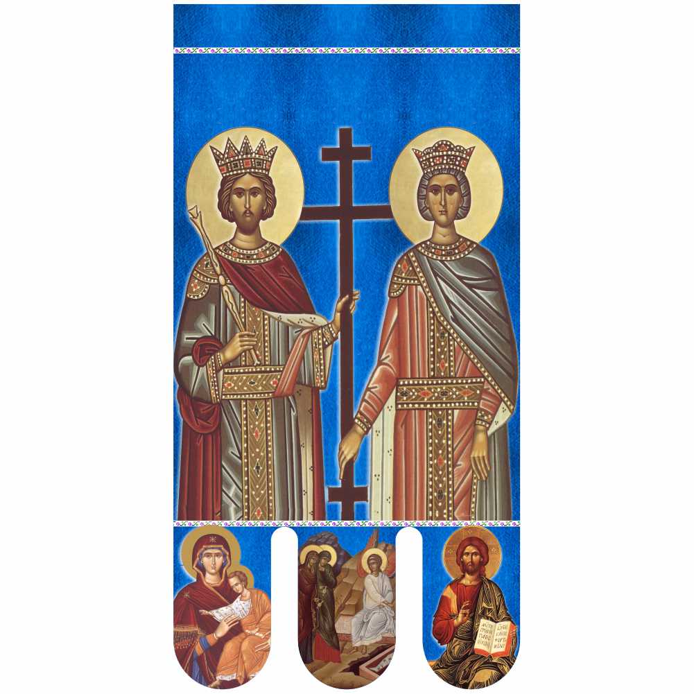 Steag bisericesc (prapor liturgic) Sfinții Constantin și Elena - Învierea Domnului PRLI-CTELIN-A