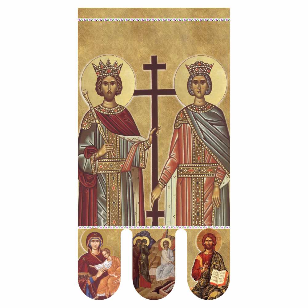 Steag bisericesc (prapor liturgic) Sfinții Constantin și Elena - Învierea Domnului PRLI-CTELIN