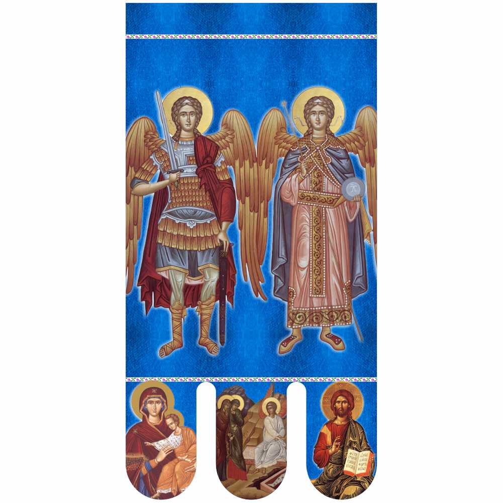 Steag bisericesc (prapor liturgic) Sfinții Mihail și Gavril - Învierea Domnului PRLI-MGIN-A