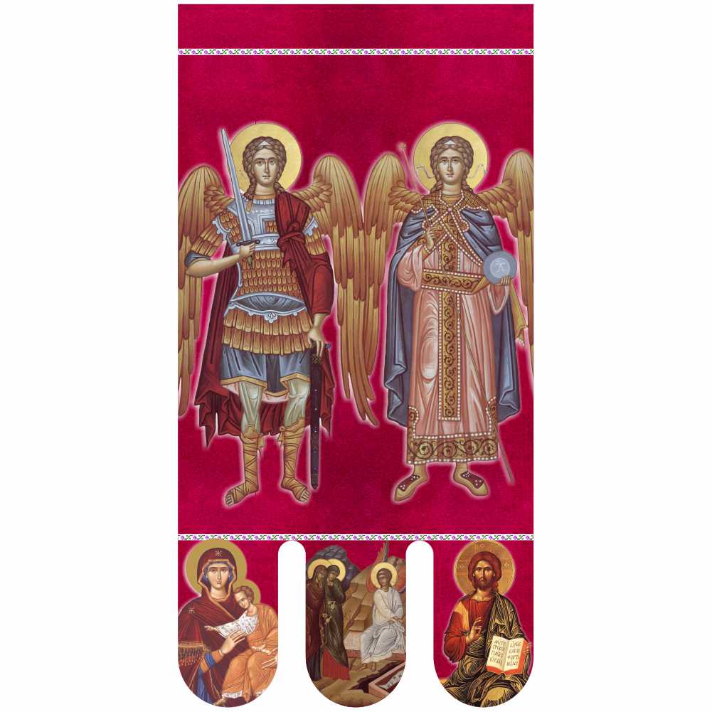 Steag bisericesc (prapor liturgic) Sfinții Mihail și Gavril - Învierea Domnului PRLI-MGIN-R