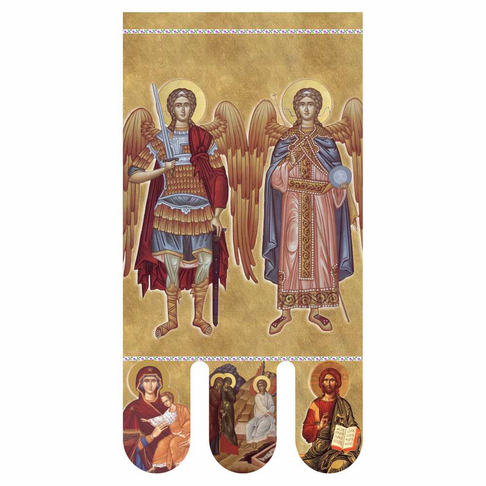 Steag bisericesc (prapor liturgic) Sfinții Mihail și Gavril - Învierea Domnului PRLI-MGIN