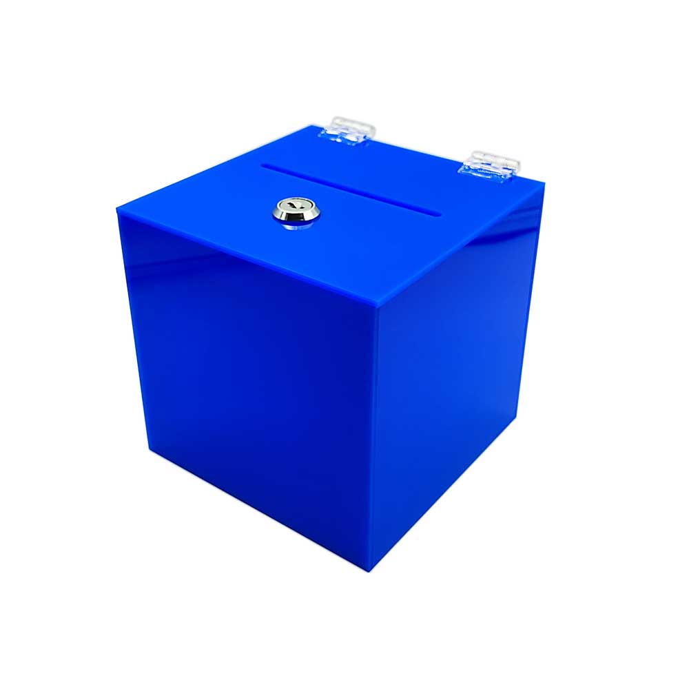 Urna cutie donatii albastra 30 x 30 x 30 cm model UPCB303030